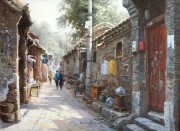 老街记忆 中国风景油画 0327
