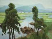 中国山水油画 中国风景画 中式风景油画013