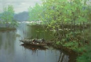 中国山水油画 中国风景画 中式风景油画014