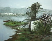 中国山水油画 中国风景画 中式风景油画015