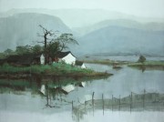中国山水油画 中国风景画 中式风景油画024