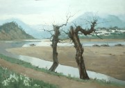 中国山水油画 中国风景画 中式风景油画023