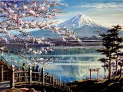 富士山 风景油画 大芬村油画0211