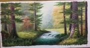 树林中的河流 大芬村油画0311