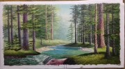 树林中的河流 大芬村油画0313