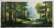 树林中的河流 大芬村油画0312