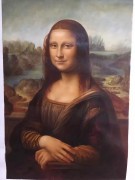 手绘达芬奇油画作品 蒙娜丽莎的微笑 实拍