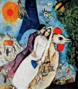 飞跃埃菲尔铁塔的情侣 画家马克·夏加尔 油画 大芬村油画定制