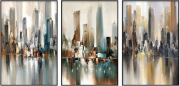 三联抽象油画 城市印象 现代装修风格