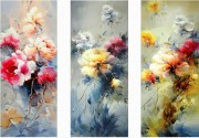 三联牡丹油画印象花卉油画 客厅过道 配画 大芬村油画