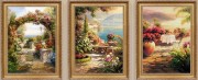 欧式油画手绘客厅装饰画沙发背景墙玄关简约挂画三联壁画定制风景
