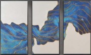 现代抽象三联画金线客厅装饰画组合画新中式过道玄关酒店巨幅壁画