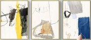 现代北欧艺术手绘抽象油画客厅沙发背景三联极简装饰画定制挂画
