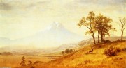 胡德山–（阿尔伯特·比尔施塔特） 动物 山 森林 山  年代：1863  尺寸： 27 x 50厘米