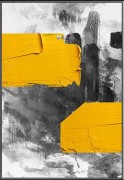简约客厅沙发装饰画刀画纯手绘油画别墅过道挂画黄色抽象竖版