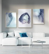 流采抽象  现代简约蓝色意境客厅沙发背景艺术壁画