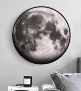 现代风格创意实木圆形装饰画星系月球地球挂画行星木星壁画 手绘油画