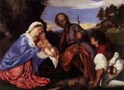 牧羊人的神圣家庭 提香 Tiziano Vecellio 大芬村油画