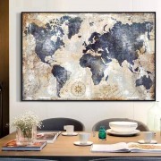 世界地图 办公室装饰油画 大芬村
