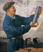 靳尚谊 傅植桂1954年作《把第一根无缝钢管献给毛主席》
