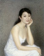 靳尚谊《白衣女孩》78×61cm 2008 布面油画 大芬村油画