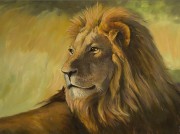 狮子头油画 ，威猛 狮子 动物油画010