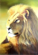 狮子头油画 ，威猛 狮子 动物油画04