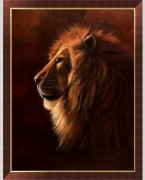 狮子头油画 ，威猛 狮子 动物油画016