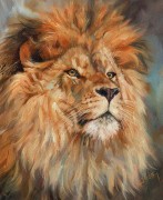 狮子头油画 ，狮子 动物油画