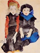 两个小女孩 埃贡·席勒（Egon Schiele） 大芬村油画