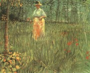 一个女人在花园里散步 文森特 - 梵高 大芬村油画