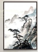 大芬村油画 新中式迎客松山峰风景长方形竖版进门入户玄关风