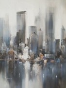 大型抽象城市绘画，城市艺术绘画，城市天际线绘画，纽约天际线 油画01