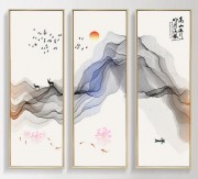 三拼抽象油画 意象山水 中国风 大芬村