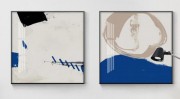 北欧风格蓝色抽象装饰画现代简约小清新 油画 大芬村