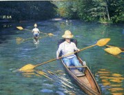 耶尔河上的小艇 古斯塔夫·卡耶博特 手绘油画