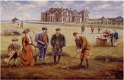 英国贵族 高尔夫 古典 油画