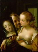 带镜子的情侣 亚琛的汉斯 德国油画家 大芬油画