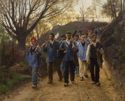 法国劳工在土路上  克罗耶油画作品 大芬村油画