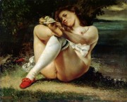 白丝袜的女人，c.1861  人体油画 大芬村