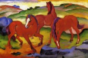放牧马四（红马） 弗朗茨·马克 手绘油画