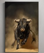 古典公牛油画，大型原创公牛帆布墙艺术，现代手绘客厅动物画