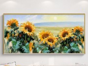 油画纯手绘向日葵 现代餐厅花卉风景挂画梵高 大芬村油画