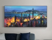 香港城市景油画   刀画风景 大芬村油画