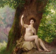 自然界中戴安娜的女人 -古斯塔夫-克洛德-艾蒂安库尔图瓦 人体油画