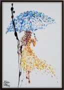 美丽的质感，放松的色彩 雨中美女 大芬村油画