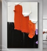 橙色纹理抽象绘画，橙黄黑色纹理艺术，现代简约抽象绘画，当代艺术，
