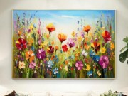 花卉油画画布上抽象多彩花卉画花卉山水画花卉  大芬油画