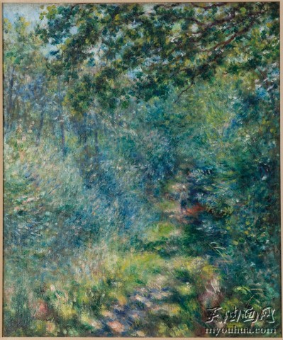 在树林中漫步，约1874年7月77日 (Trail in the woods, c.1874-77) 皮埃尔·奥古斯特·雷诺阿