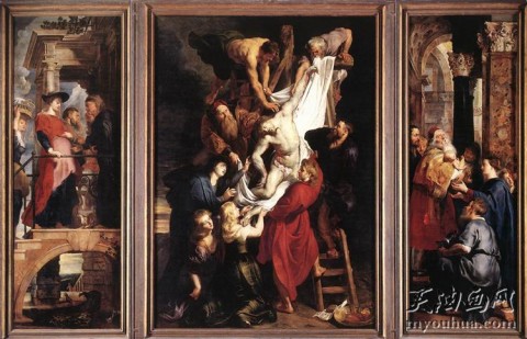 从十字架上下来——三联画 彼得·保罗·鲁本斯 大芬村油画